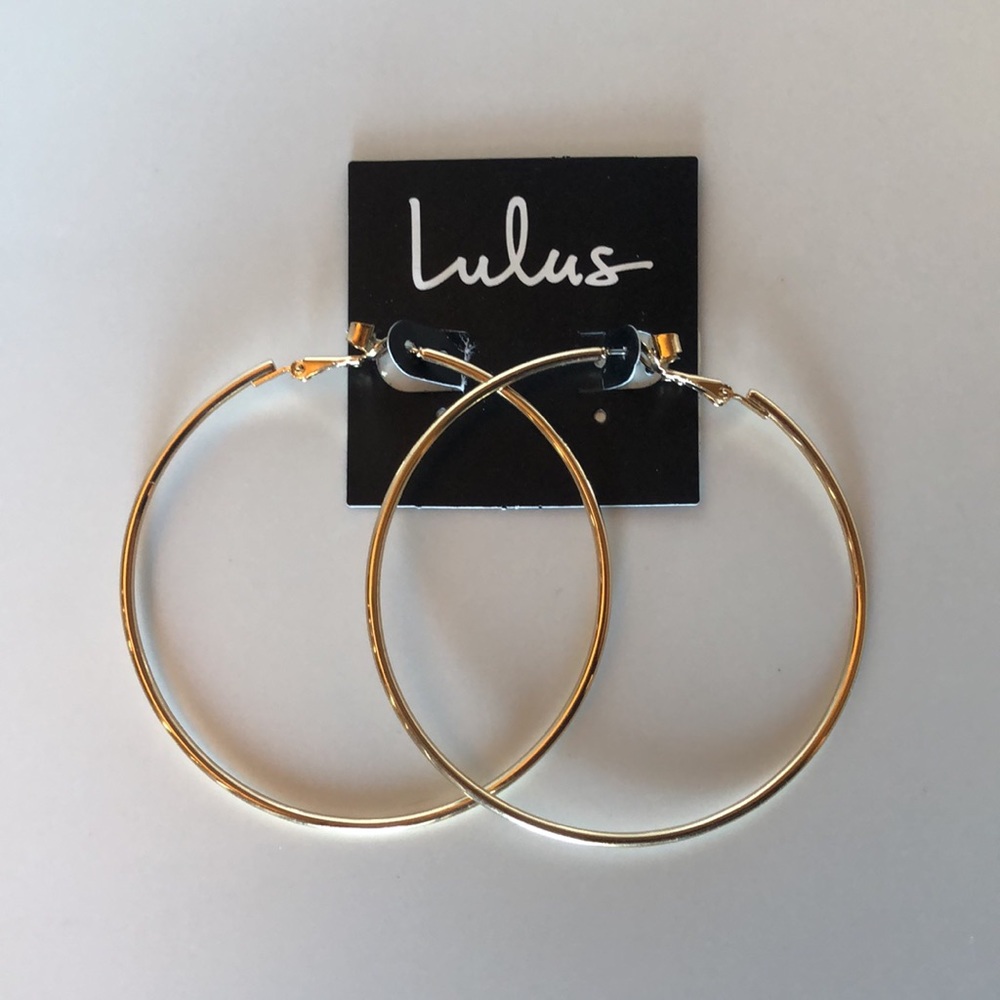 Lulus Gold Hoops - Picture 2 of 3